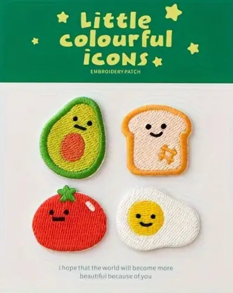 Cute Embroidery Patches Egg Tomato Toast Avocado Breakfast