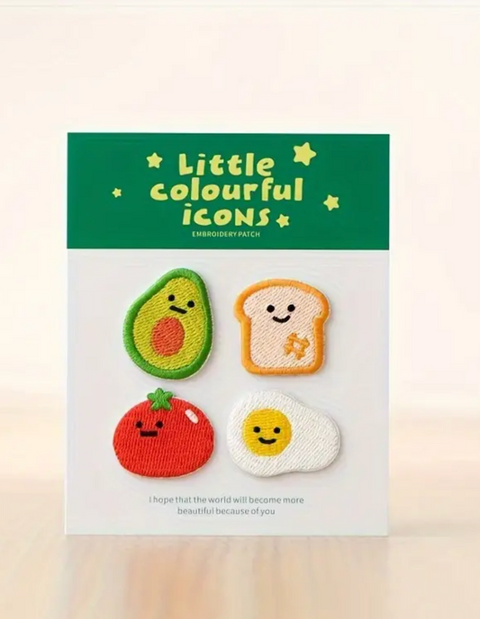 Cute Embroidery Patches Egg Tomato Toast Avocado Breakfast